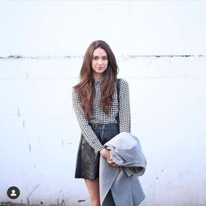 Aritzia Babaton Peyton houndstooth blouse, 100% silk